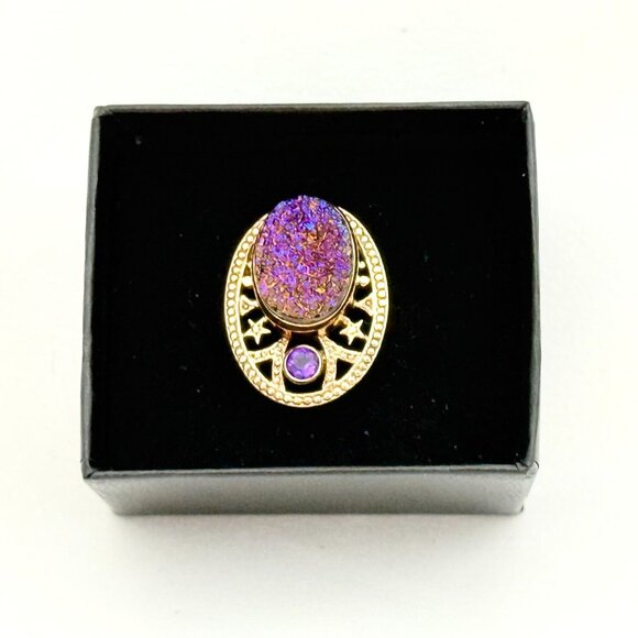 Nicky Butler Bronze Druzy and Amethyst Ring - Size 11 - Picture 9 of 11